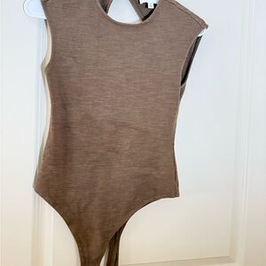 Brown Sleeveless back cutout One Piece